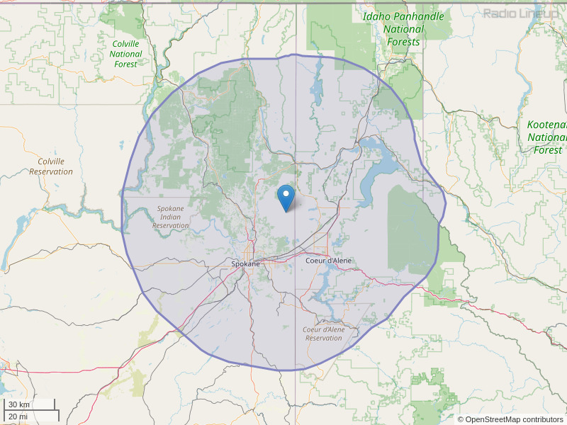 KXLY-FM Coverage Map