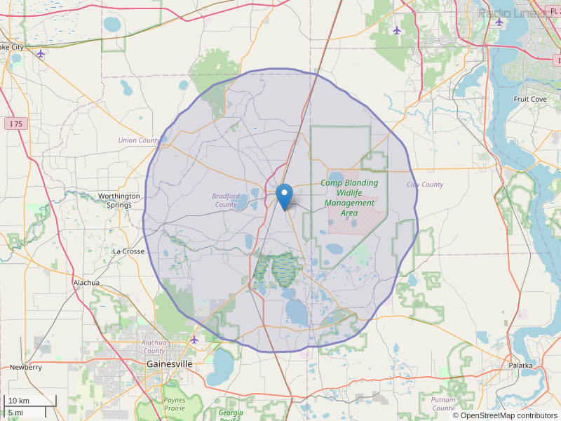 WLSF-FM Coverage Map