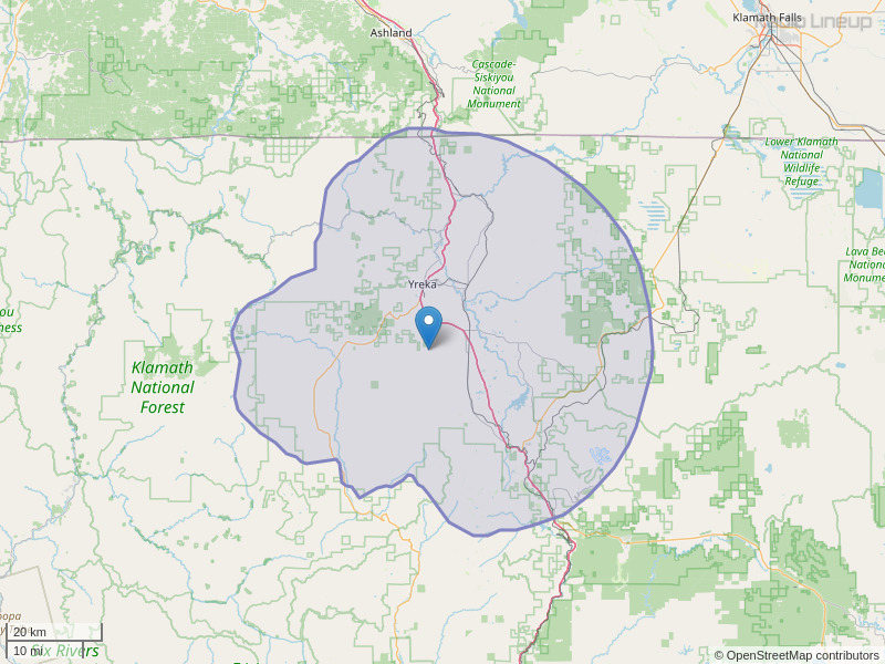 KNYR-FM Coverage Map