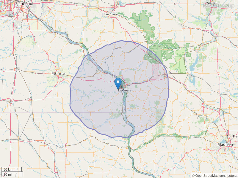 WHLA-FM Coverage Map