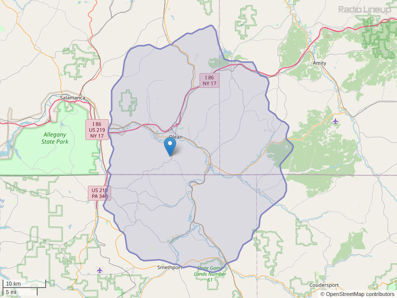 WOLN-FM Coverage Map