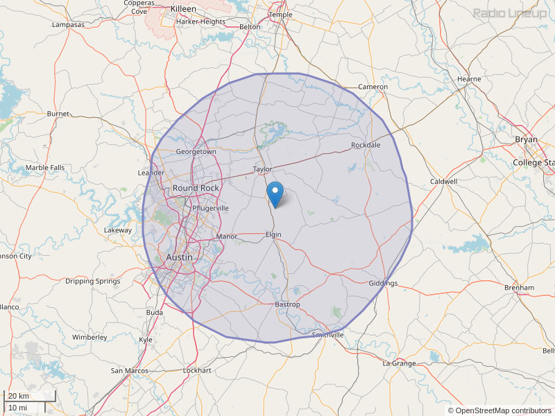 KLQB-FM Coverage Map