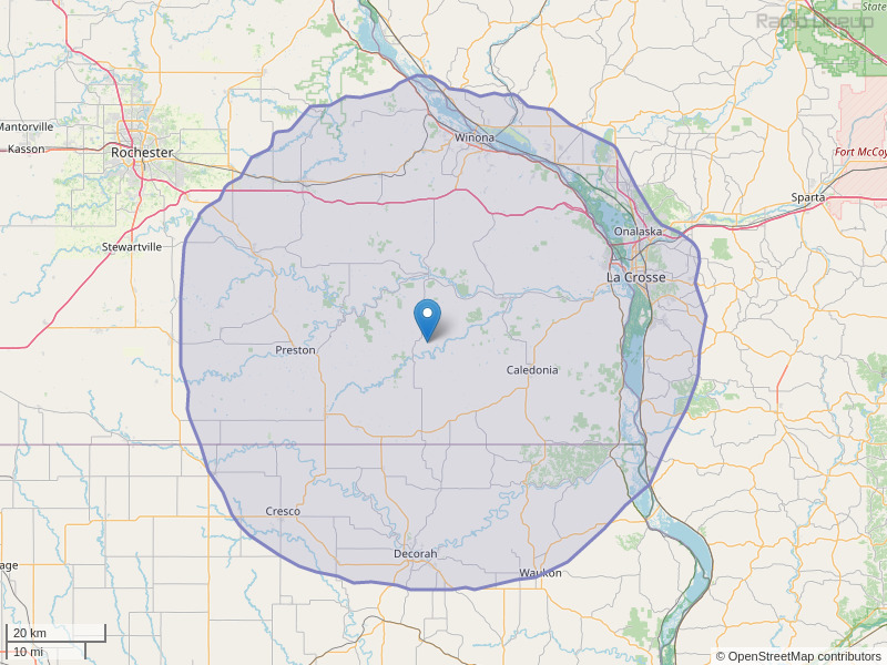 KQYB-FM Coverage Map