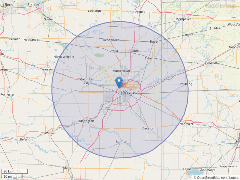 WBCL-FM Coverage Map