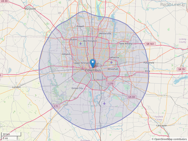 WXZX-FM Coverage Map