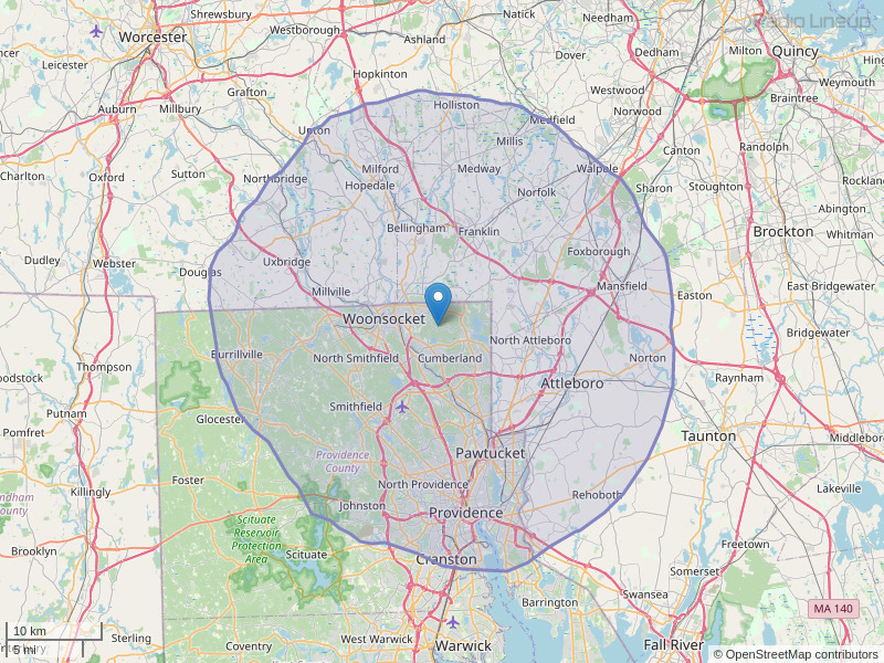 WWKX-FM Coverage Map