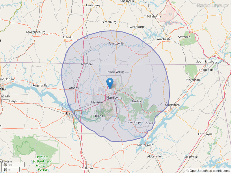 WWFF-FM Coverage Map