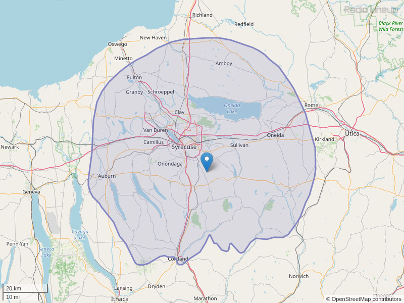 WCNY-FM Coverage Map