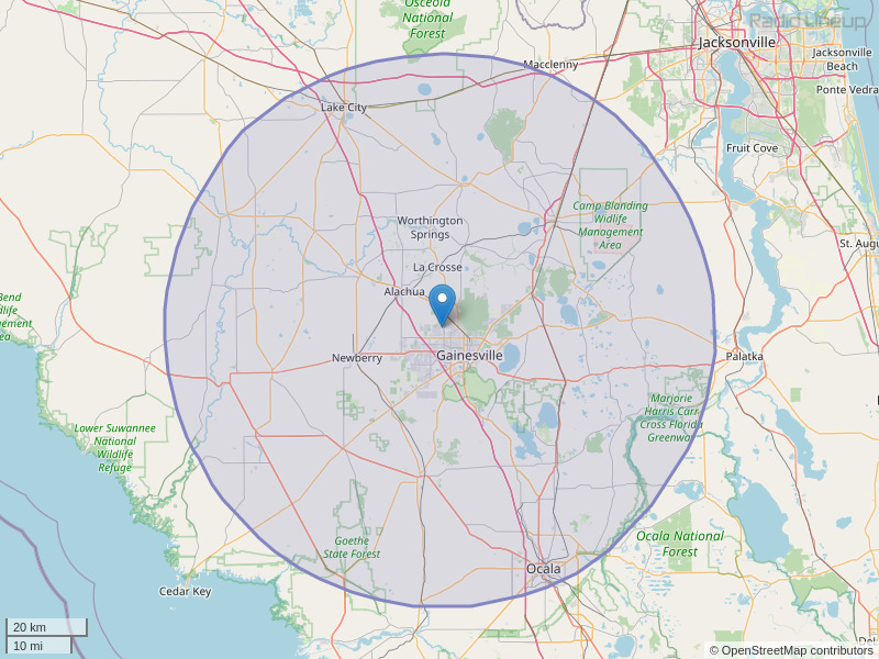 WUFT-FM Coverage Map