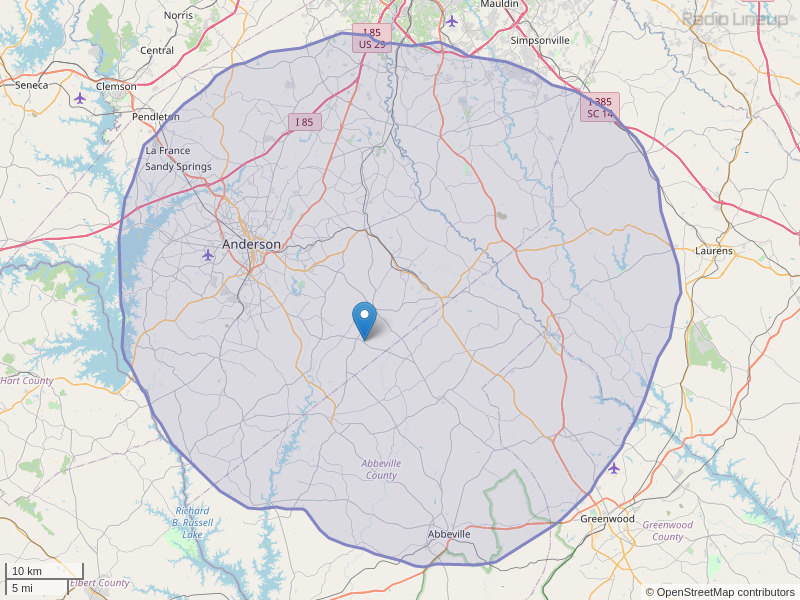 WAHP-FM Coverage Map