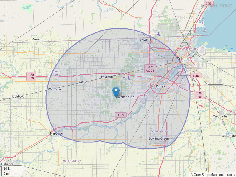 WTOD-FM Coverage Map