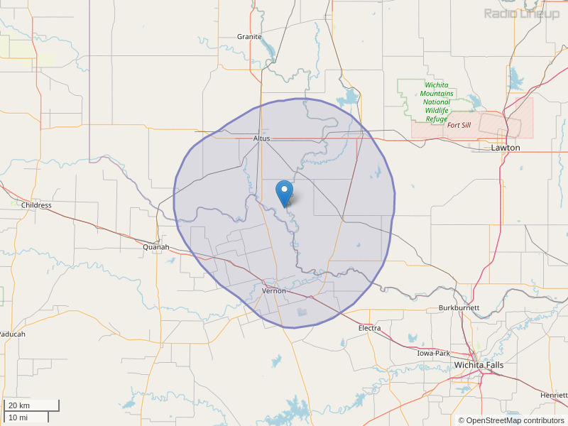 KYBE-FM Coverage Map