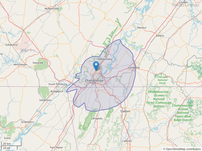 WJTT-FM Coverage Map