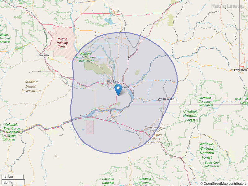KONA-FM Coverage Map