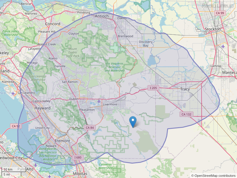 KKIQ-FM Coverage Map