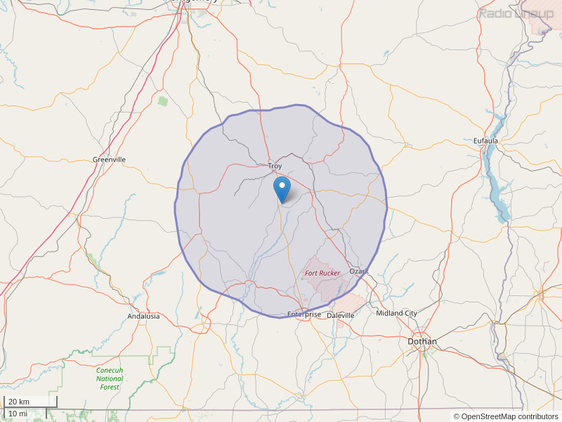 WTBF-FM Coverage Map