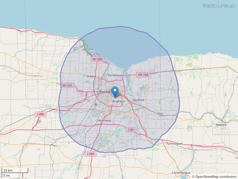 WZNE-FM Coverage Map