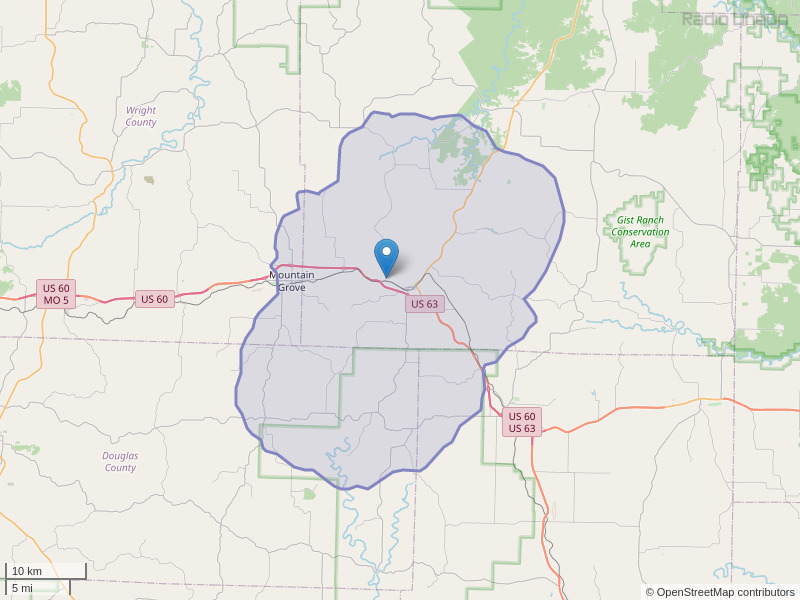 KOZX-FM Coverage Map