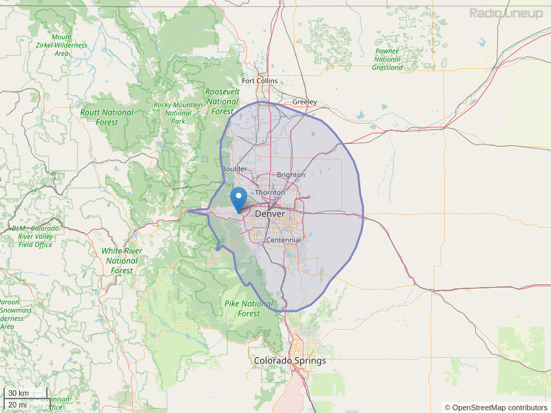 KTCL-FM Coverage Map