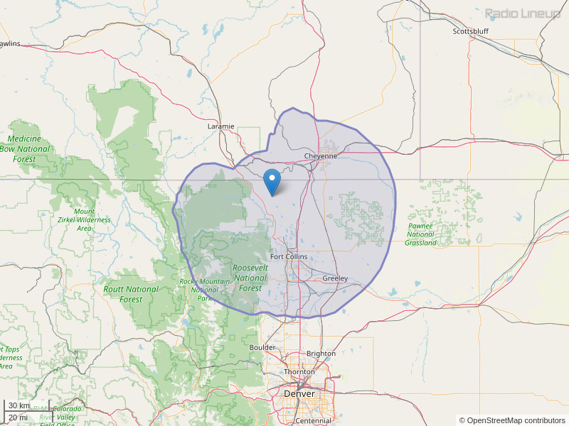 KBPI-FM Coverage Map