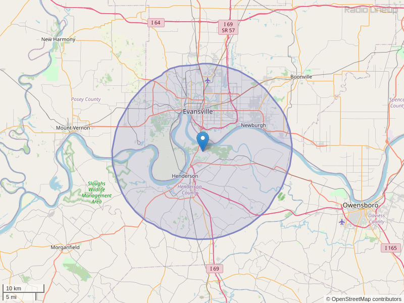 WJWA-FM Coverage Map