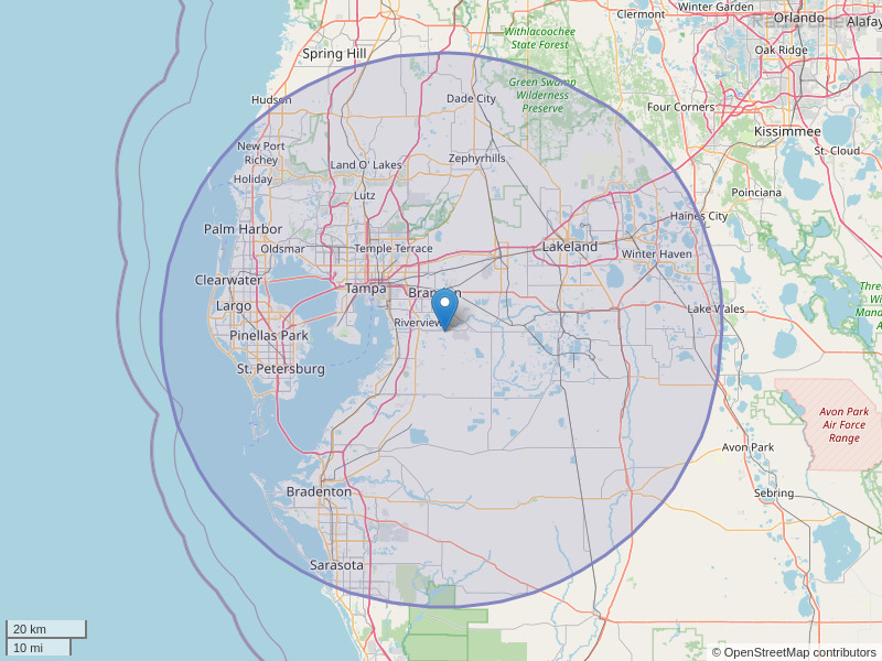 WUSF-FM Coverage Map