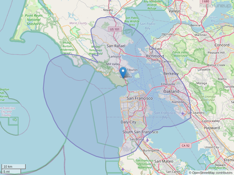 KDFC-FM Coverage Map