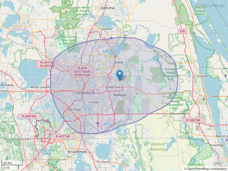 WUCF-FM Coverage Map