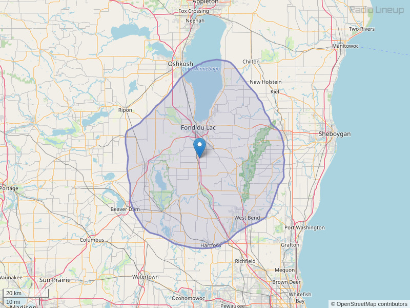WFDL-FM Coverage Map
