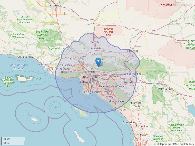 KKLQ-FM Coverage Map