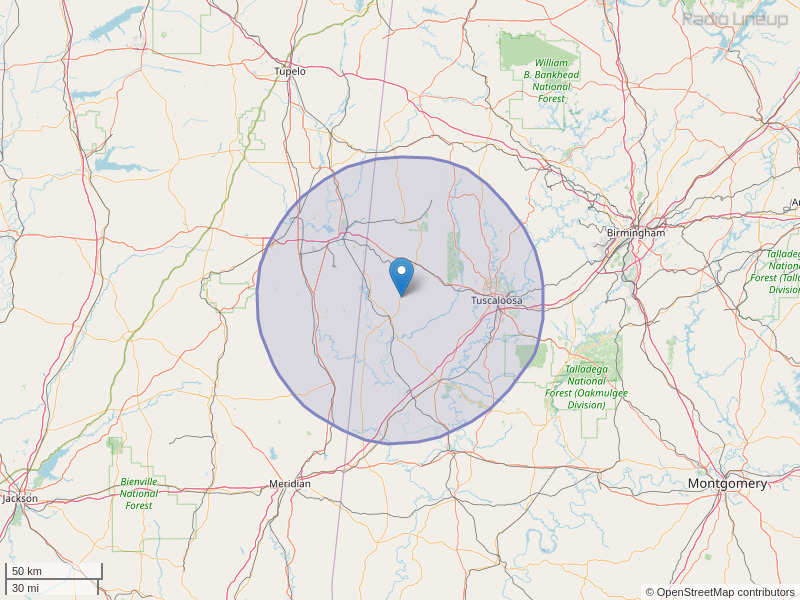 WZBQ-FM Coverage Map