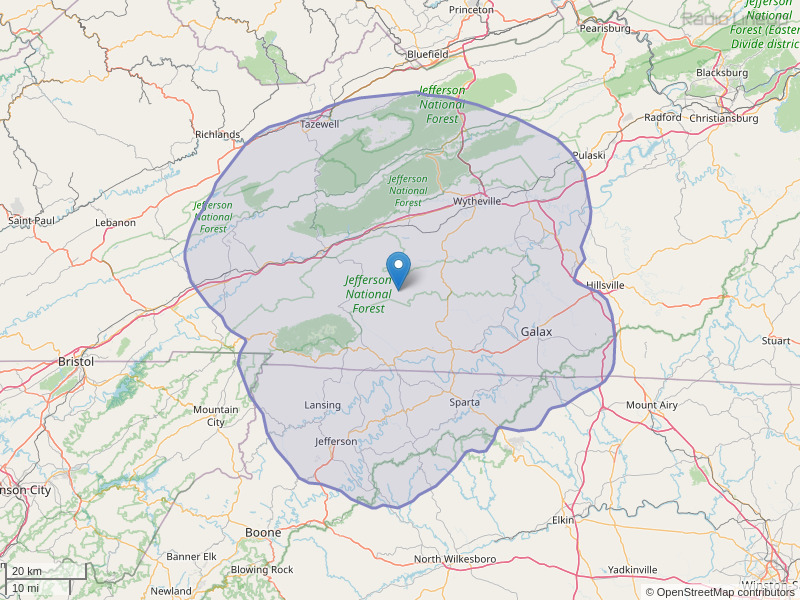 WVTR-FM Coverage Map