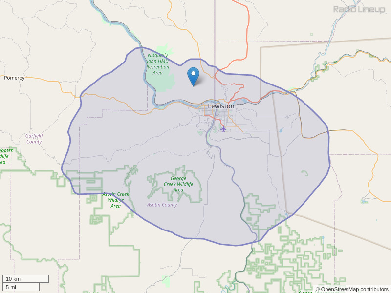 KNWV-FM Coverage Map