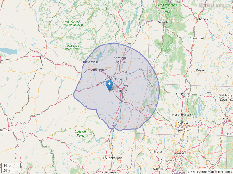 WGNA-FM Coverage Map