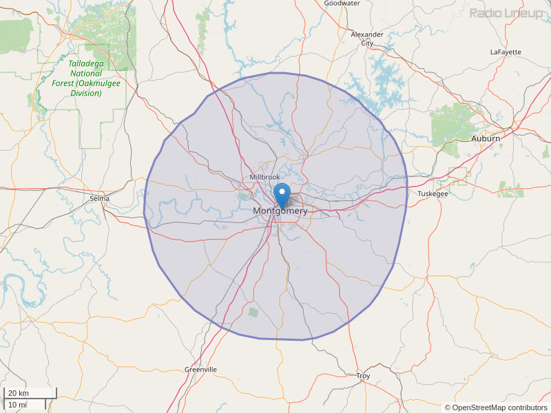 WVAS-FM Coverage Map