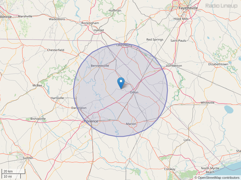 WCMG-FM Coverage Map