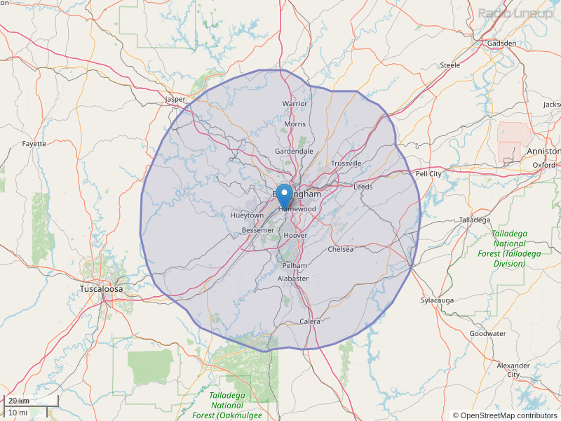 WBHJ-FM Coverage Map