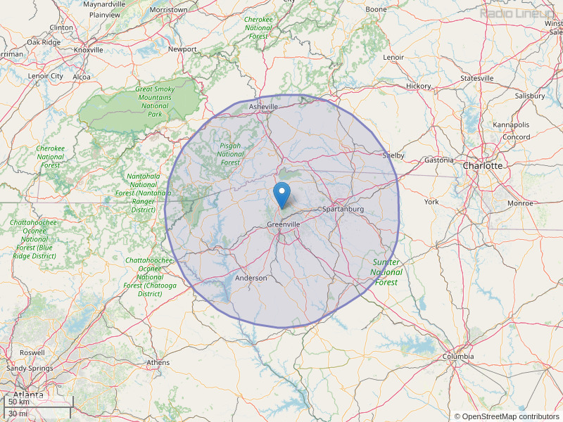 WGTK-FM Coverage Map