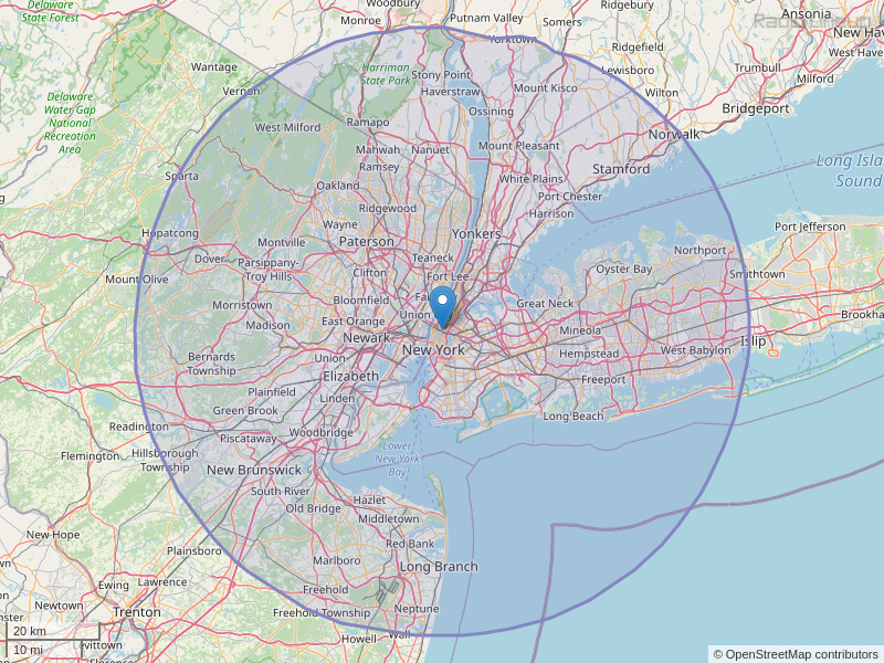 WNYC-FM Coverage Map