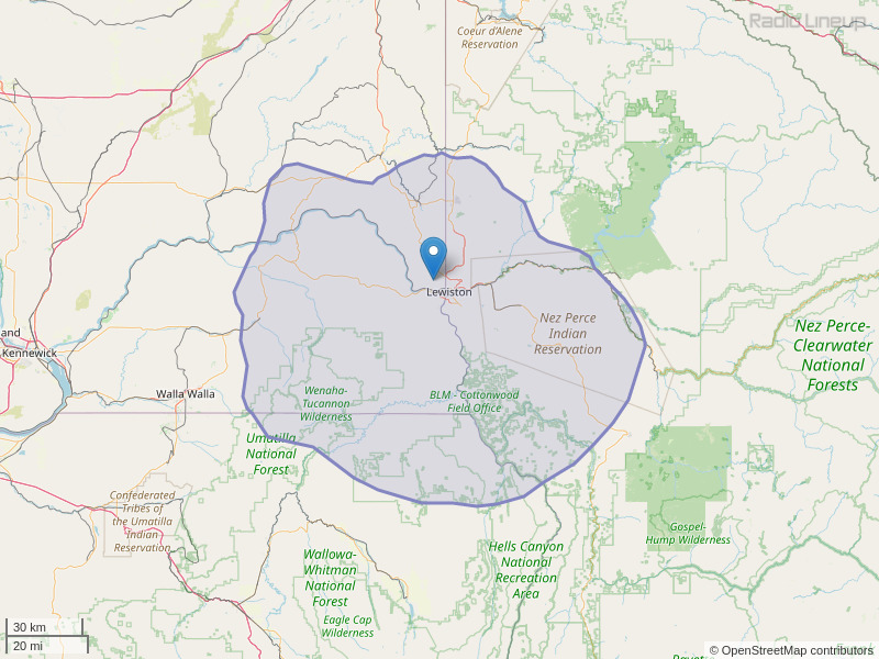 KATW-FM Coverage Map