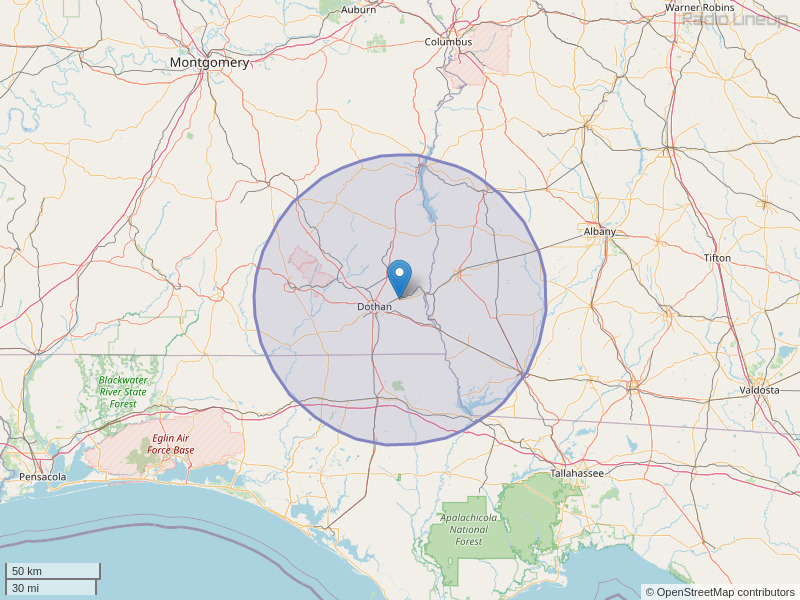 WTVY-FM Coverage Map