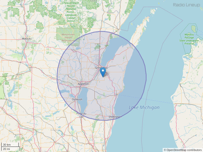 WAPL-FM Coverage Map