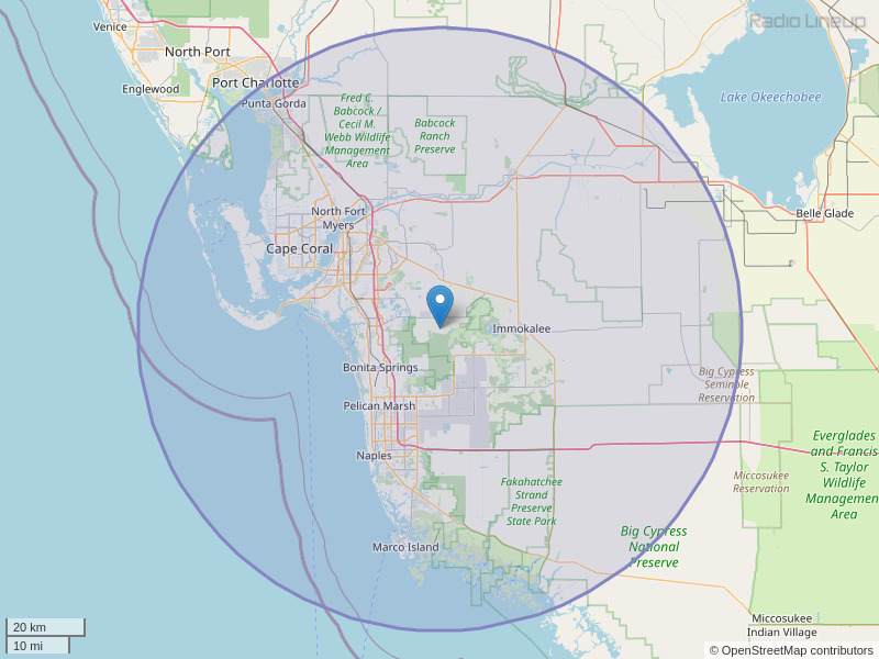 WRXK-FM Coverage Map