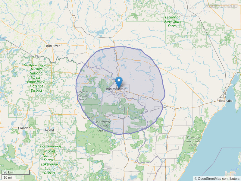 WZNL-FM Coverage Map
