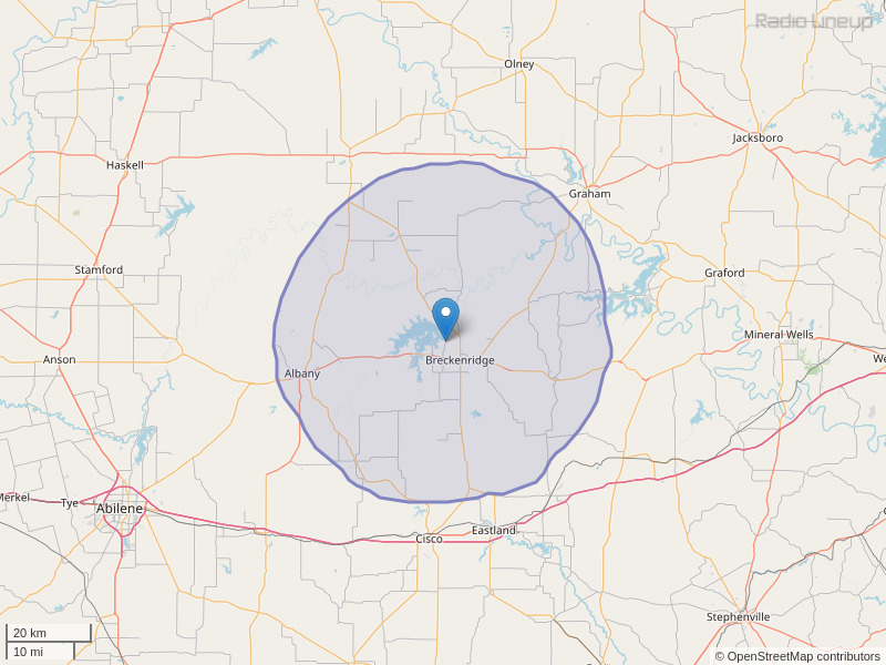 KLXK-FM Coverage Map