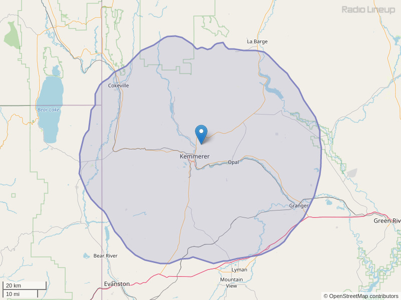 KDWY-FM Coverage Map