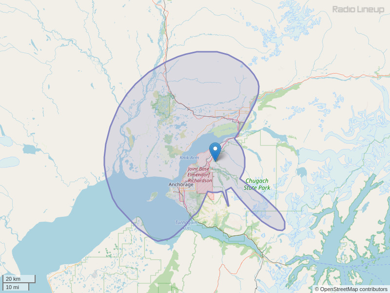 KXLW-FM Coverage Map