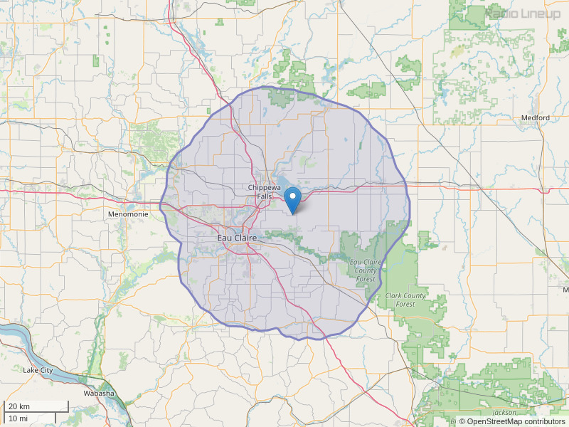 WEZY-FM Coverage Map