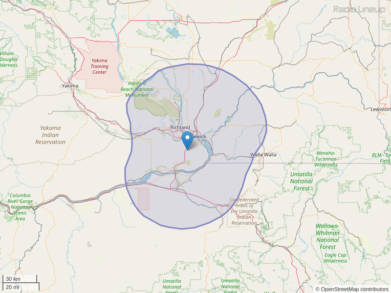 KQFO-FM Coverage Map
