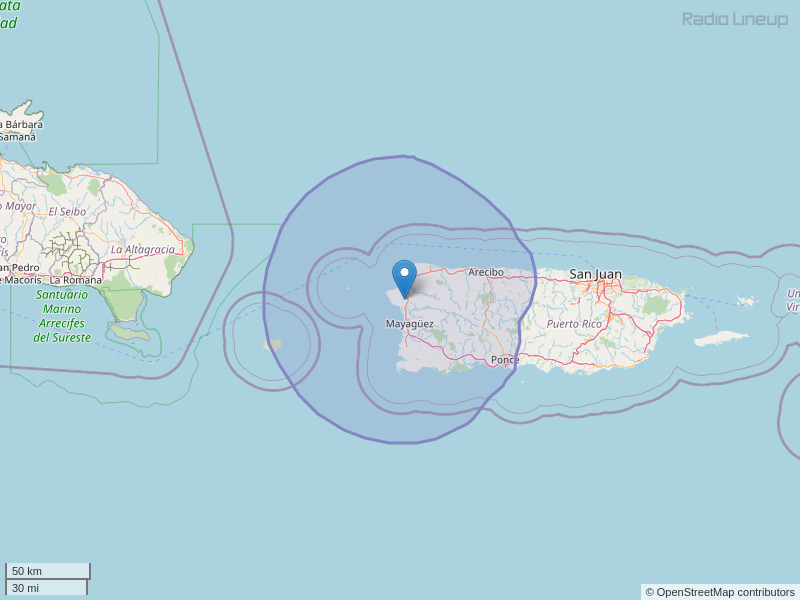 WIOB-FM Coverage Map